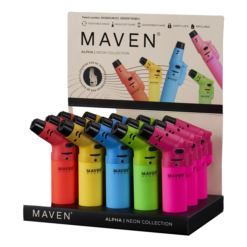 Maven Alpha + Neon Torch Lighters - 15ct
