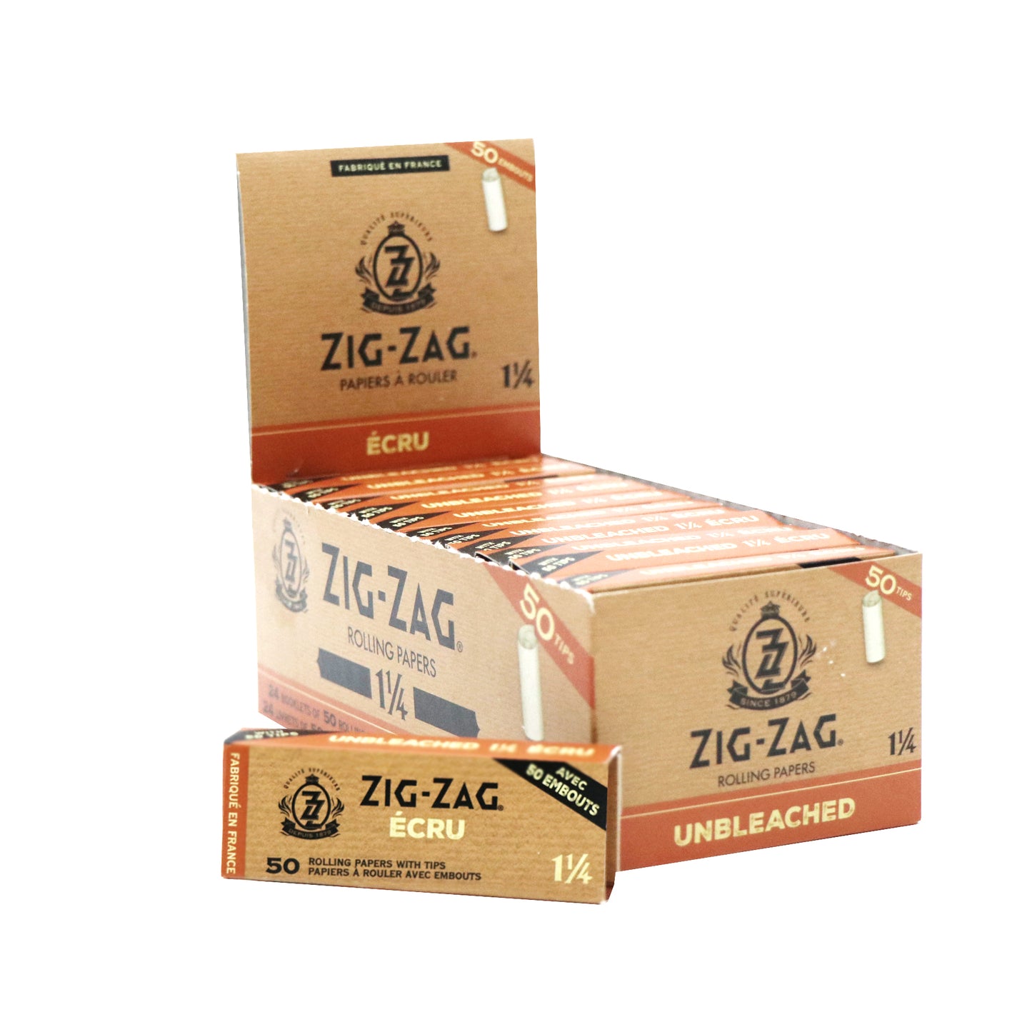 Papier à Rouler Zig Zag Non Blanchi 1.25 Avec Embout