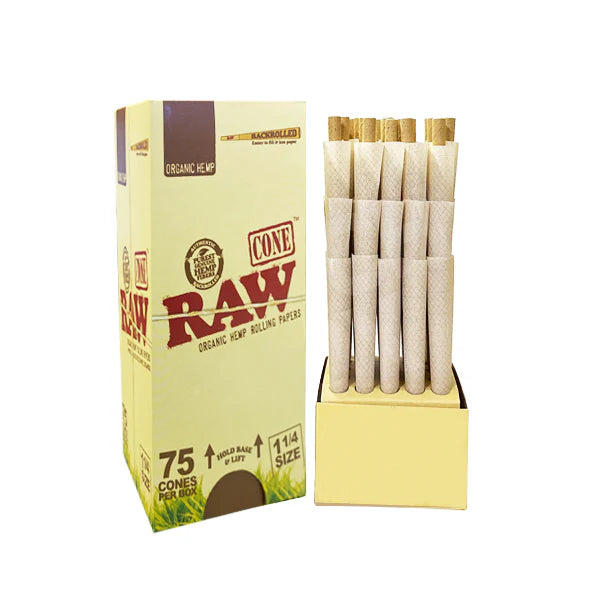 Raw Organic Hemp 1 ¼ Pre-Rolled Cones 75 Pack - Infyniti Scales