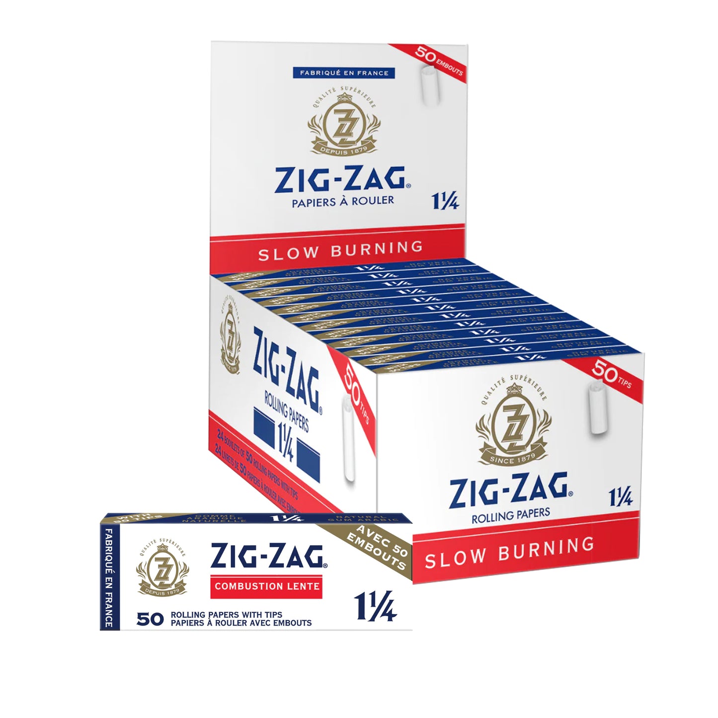 Zig Zag White 1 ¼ Papers With Tip, Slow Burning