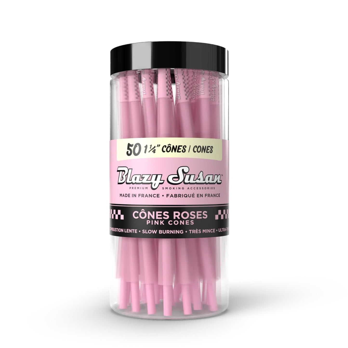 Blazy Susan Pink 1 1/4 Cones Jar - 50 Cones