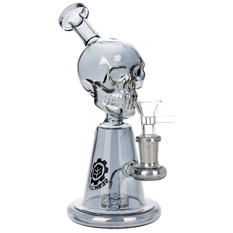 SeshGear Ancient Skullz Glass Water Pipe - 7.5" / 14mm F