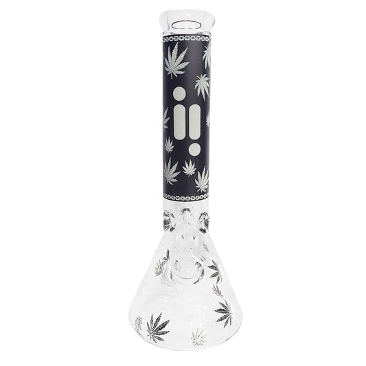 14" Infyniti Brand Water Pipe Glow in the Dark Leaf Design