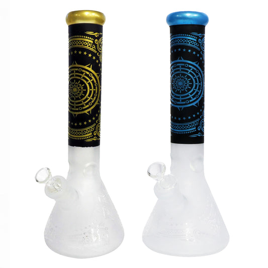 14" Frosted Water Pipe with Ice Catcher and Beaker Base