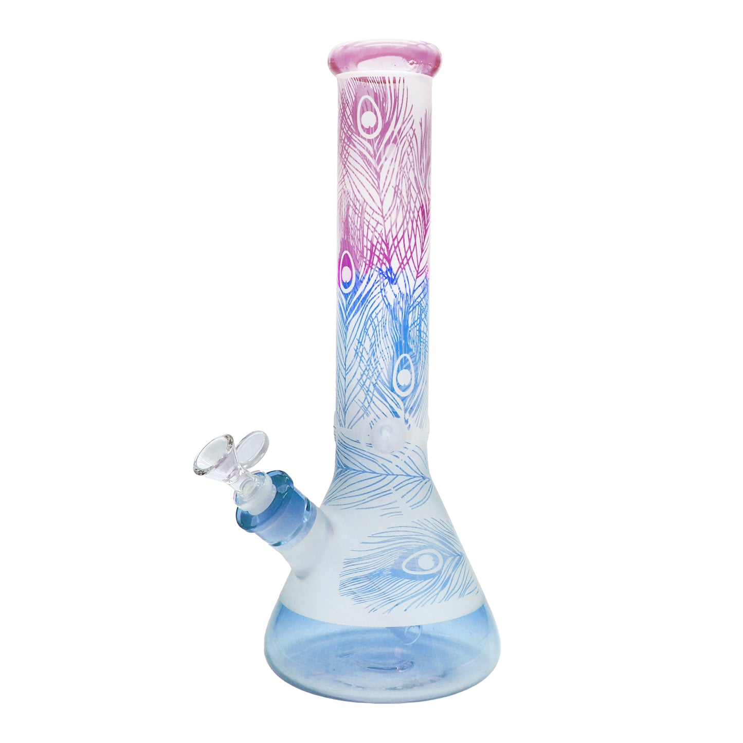 Pipe à eau 14" avec imprimé paon et feuille, 7 mm