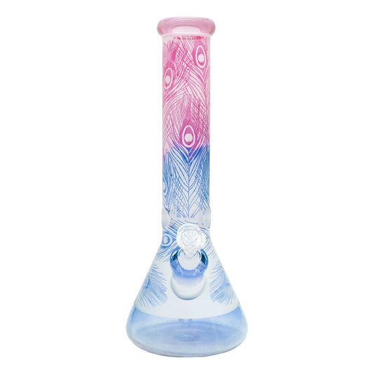 Pipe à eau 14" avec imprimé paon et feuille, 7 mm