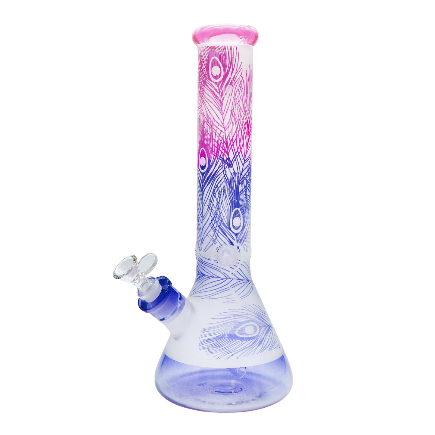Pipe à eau 14" avec imprimé paon et feuille, 7 mm