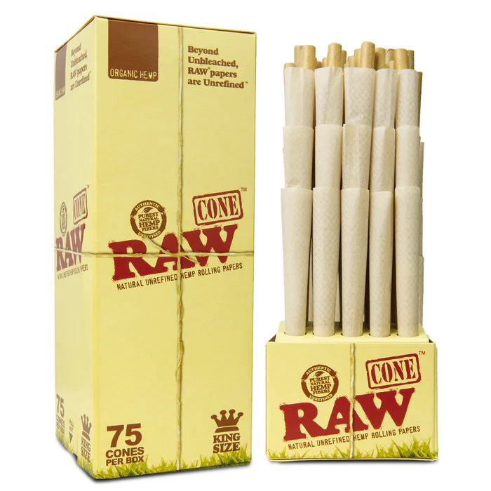 Raw Organic Hemp King Size Pre-Rolled Cones 75 Pack - Infyniti Scales