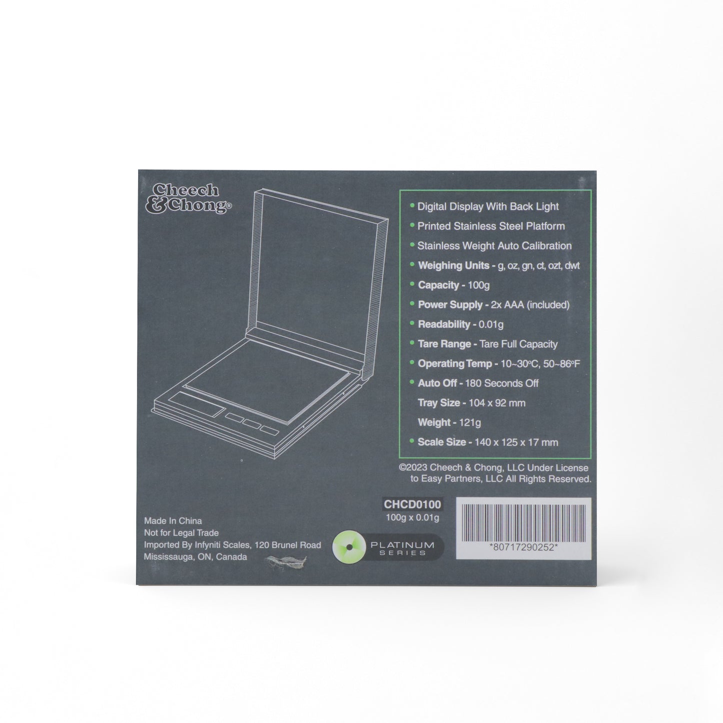 Cheech and Chong CD, balance de poche numérique sous licence, 100 g x 0,01 g