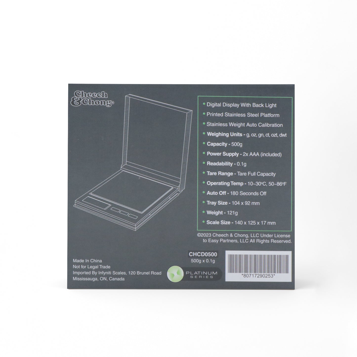 Cheech and Chong CD, balance de poche numérique sous licence, 500 g x 0,1 g