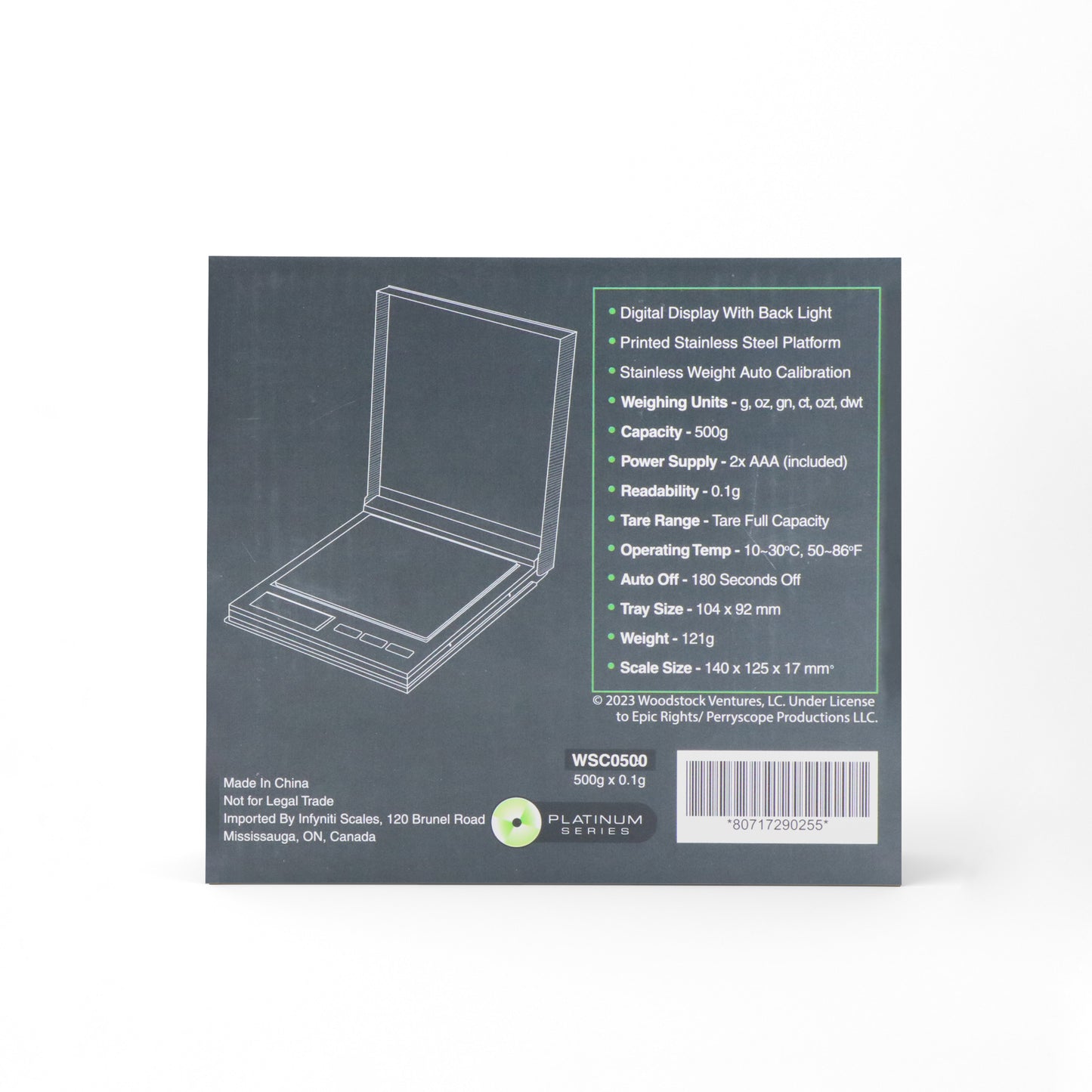 Woodstock CD, Licensed Digital Pocket Scale, 500gx 0.1g