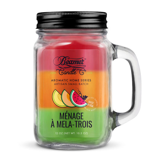 Beamer Candle Co. 12oz Glass Mason Jar -MeΜnage-aΜ-Mela-Trois