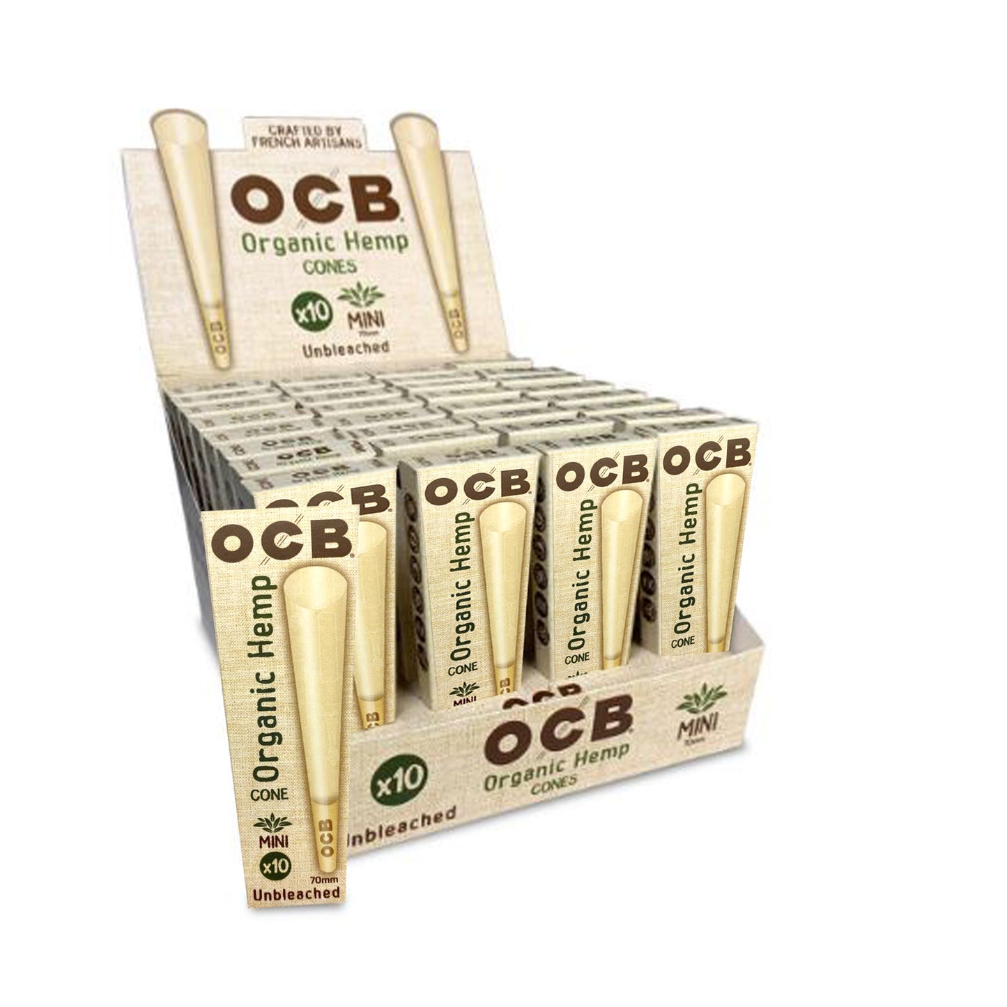 Mini cônes de 70 mm de chanvre biologique non blanchi OCB