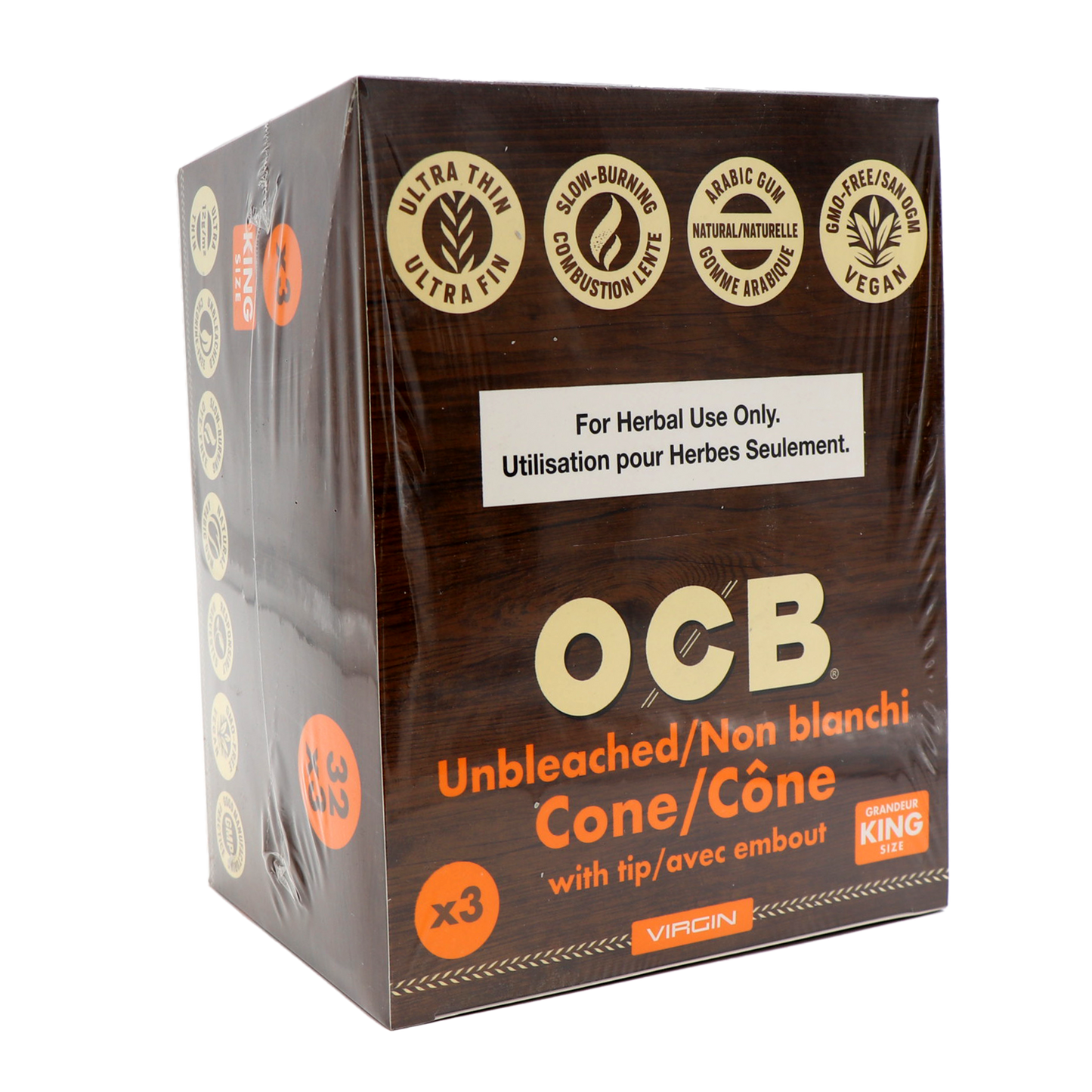 OCB KS Cônes non blanchis 3/pqt