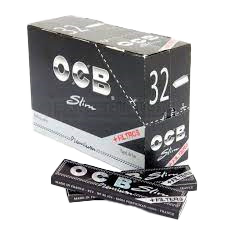 OCB Long Black Paper Plus Filters, 32 Packets - Infyniti Scales