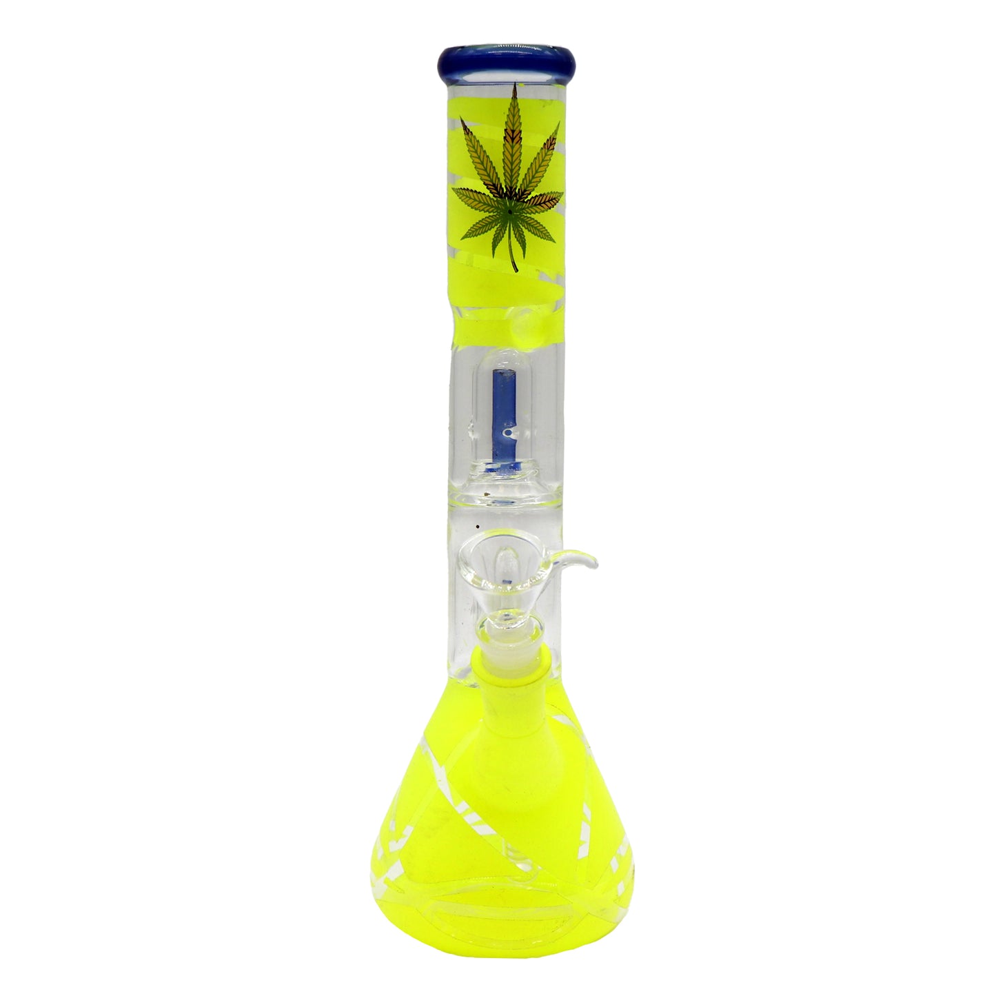 12" Water Pipe with Double Splashguard and Ice Catcher 420 and Leaf