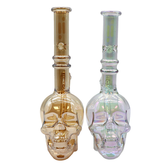Pipe à eau 12" avec tête de mort chromée