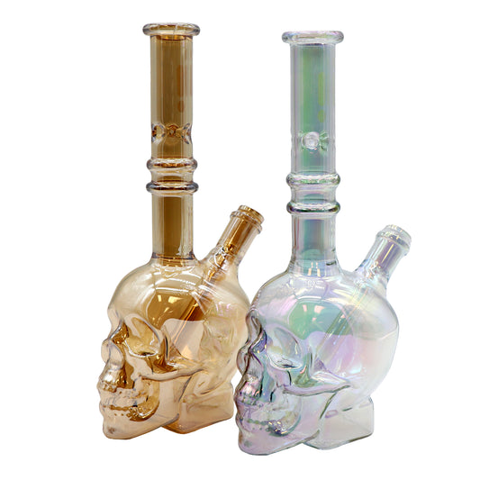 Pipe à eau 12" avec tête de mort chromée
