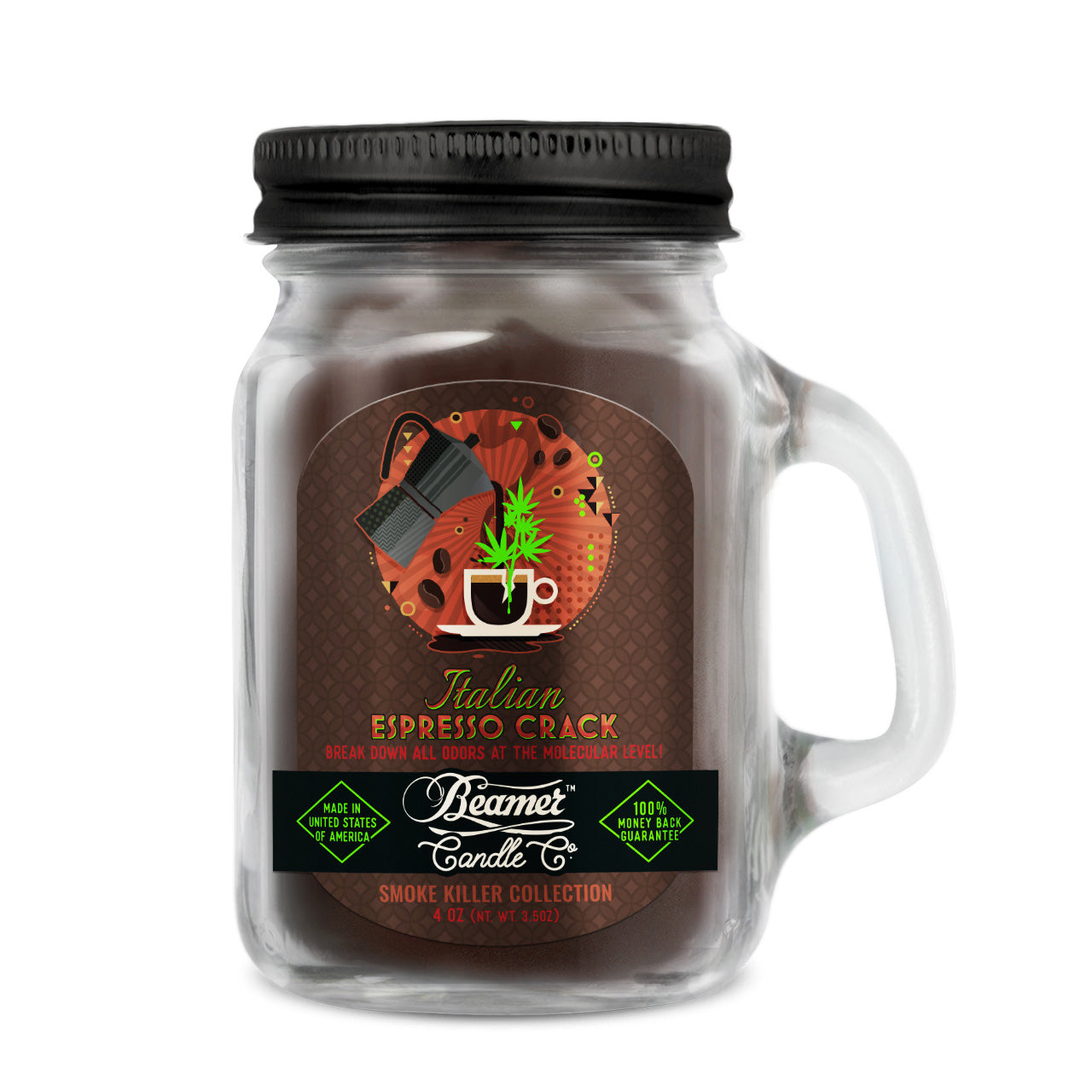 Beamer Candle Co. 12oz & 4oz Glass Mason Jars - Italian Espresso Crack - Infyniti Scales