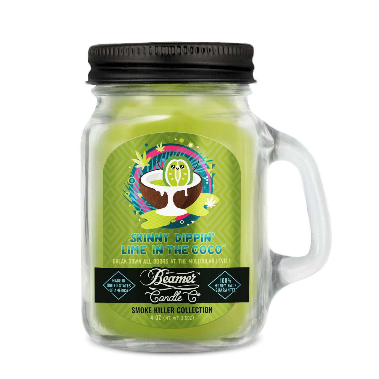 Beamer Candle Co. 12oz & 4oz Glass Mason Jars - Skinny Dippin' Lime in the Coco - Infyniti Scales
