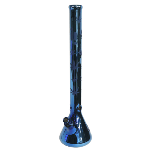 Pipe à eau 24" avec base de bécher finition chromée avec motif feuille