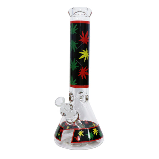14" Water Pipe with Leaf Design Ice Catcher and Beaker Base