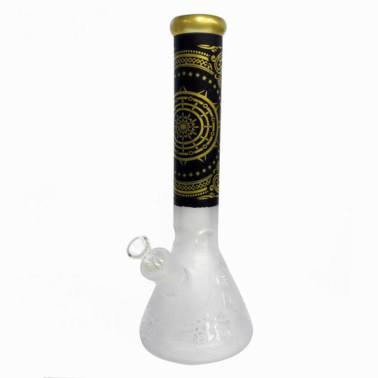 14" Frosted Water Pipe with Ice Catcher and Beaker Base
