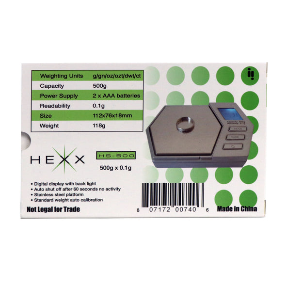 Hexx Digital Pocket Scale, 500g x 0.1g - Infyniti Scales
