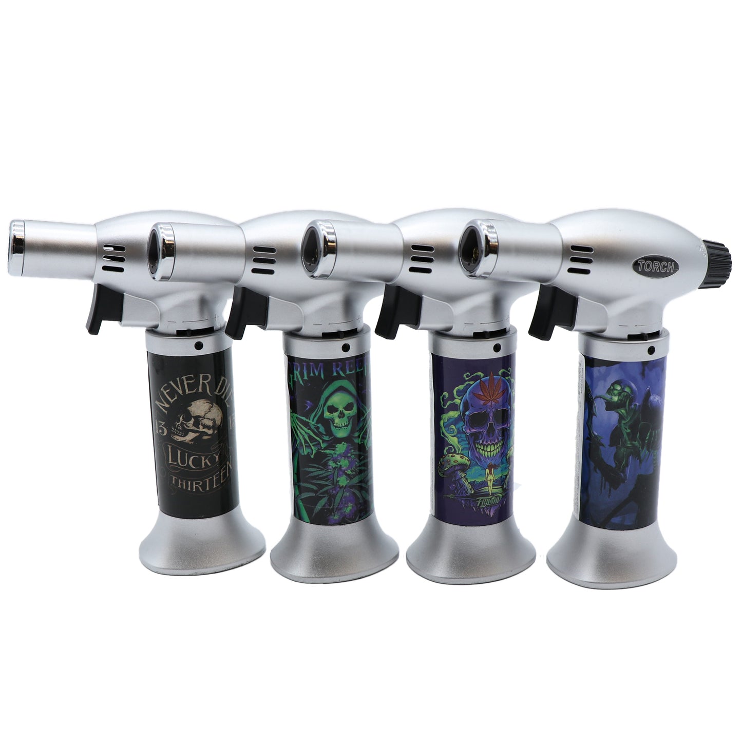3 briquets torches à flamme - Crânes assortis