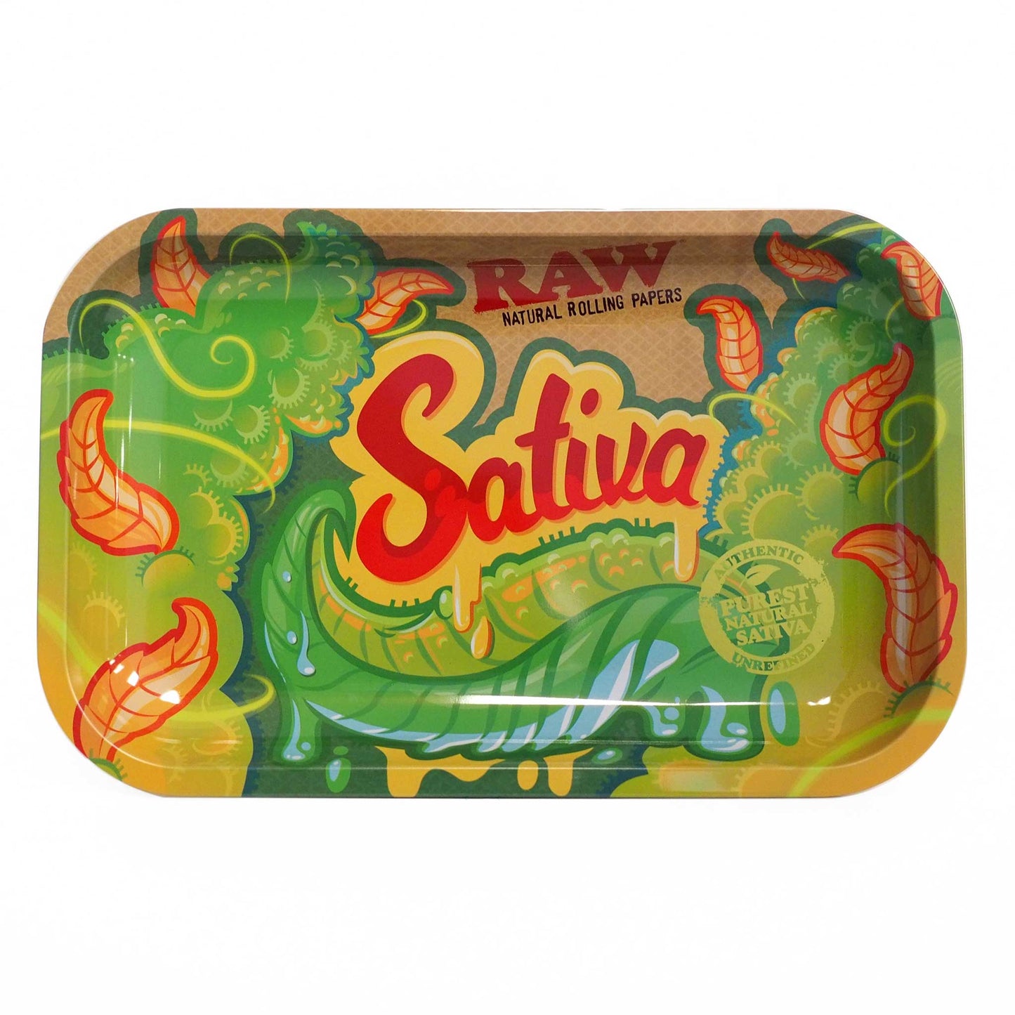 Raw Metal Rolling Tray -Sativa Design - Infyniti Scales
