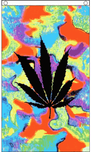 Drapeau - Feuille noire tie-dye