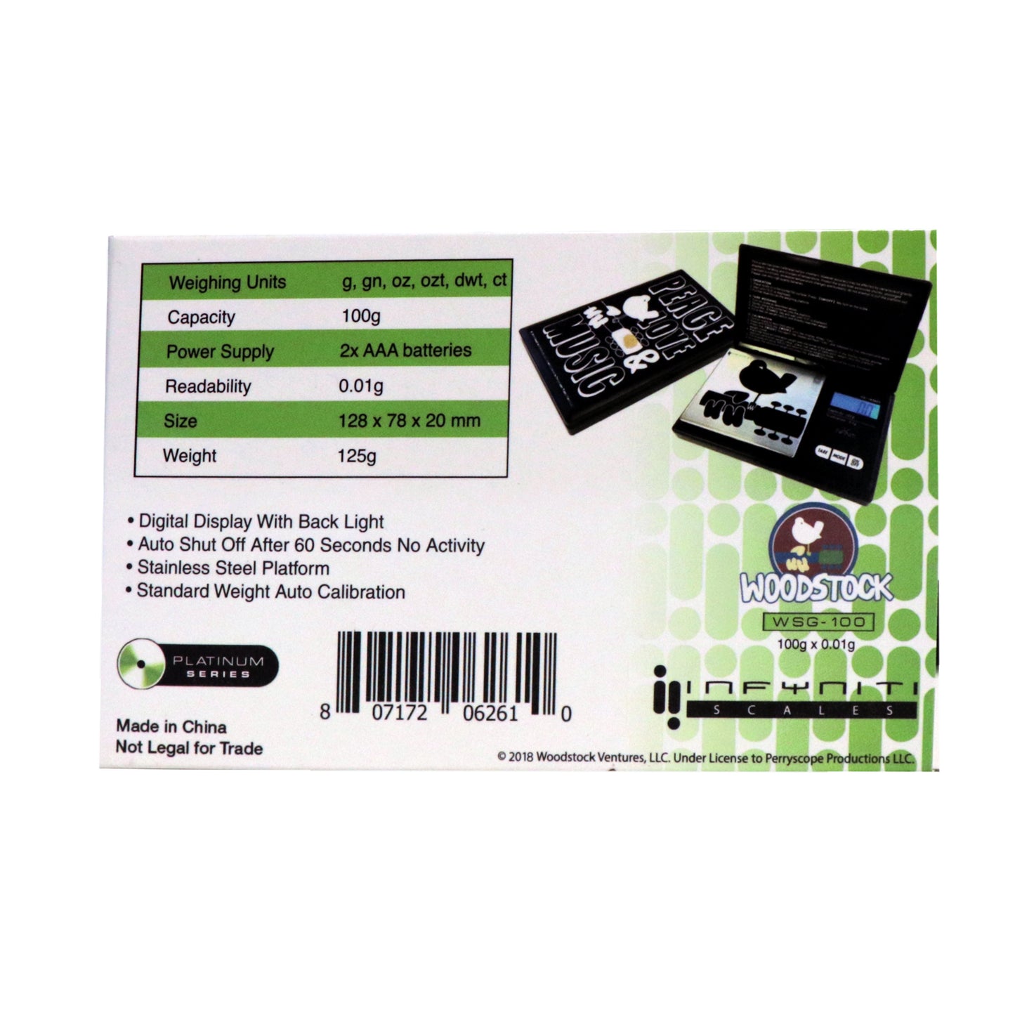 Woodstock G-Force, Licensed Digital Pocket Scale, 100g x 0.01g