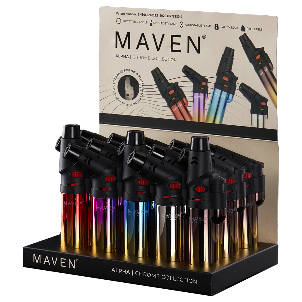 Maven Alpha + Chrome Torch Lighters - 15ct