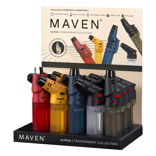 Maven Alpha + Transparent Torch Lighters - 15ct