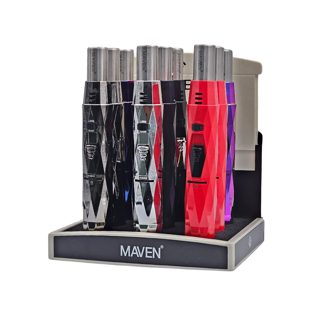Maven Diamond Windproof Table Torch Lighters - 9ct
