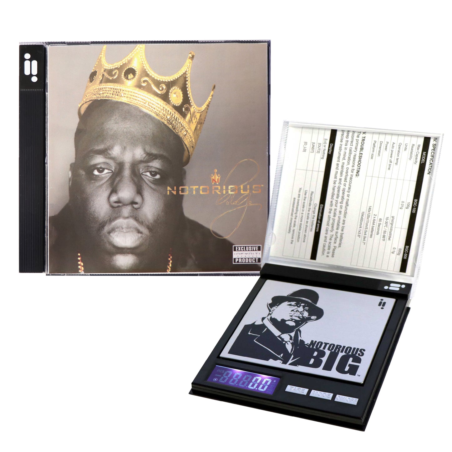 Notorious BIG CD, balance de poche numérique sous licence, 500 g x 0,1 g