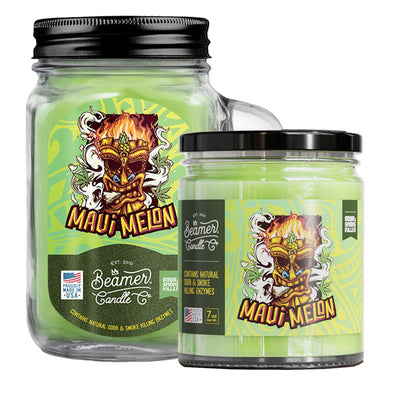 Beamer Candle Co. Pot Mason en verre de 12 oz et 7 oz - Maui Melon