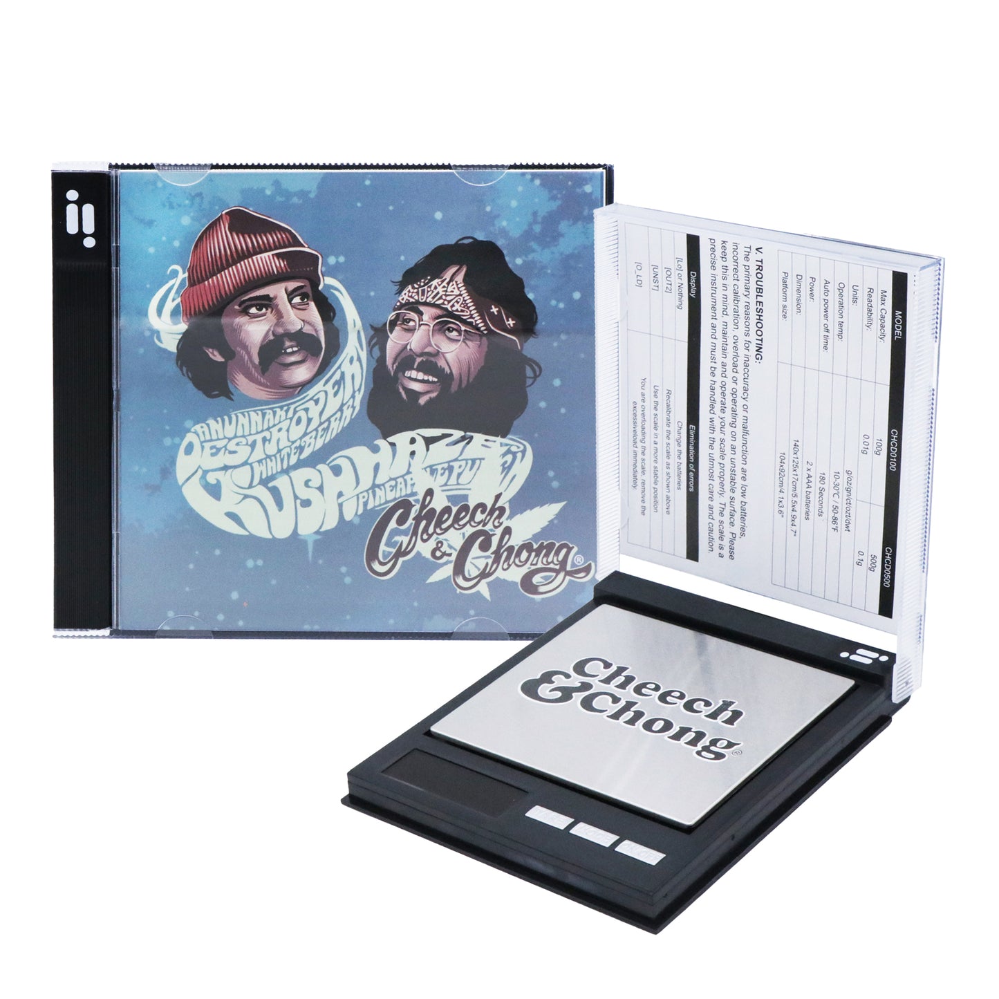 Cheech and Chong CD, balance de poche numérique sous licence, 500 g x 0,1 g