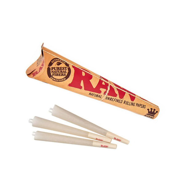 Raw Classic Natural Pre-Rolled Cones, King Size 3 Cones Per Pack