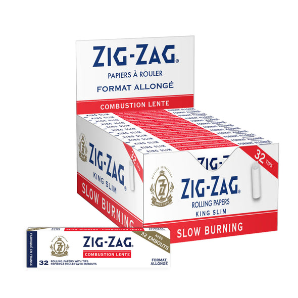 Zig Zag Blanc King Size Avec Embout, Combustion Lente