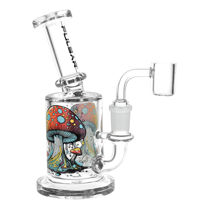 Pulsar Day Drippin' On Planet Shroom Glass Dab Rig - 6.25" / 14mm F
