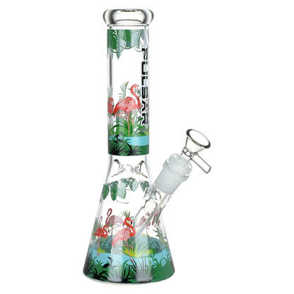 Pulsar Chillin' Flamingos Beaker Glass Water Pipe 9.75"/14mm F