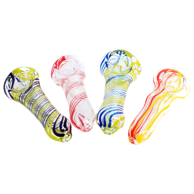 ***2.5" Clear Glass with Swirls Spoon Pipes