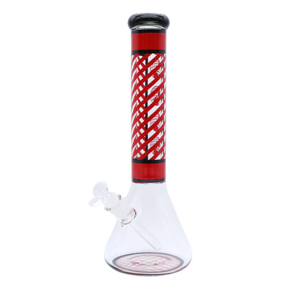 Pipe à eau 14" avec base de bécher, tube droit, motif à rayures