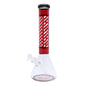 Pipe à eau 14" avec base de bécher, tube droit, motif à rayures