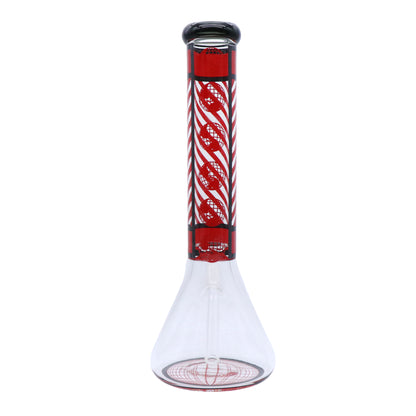 Pipe à eau 14" avec base de bécher, tube droit, motif à rayures