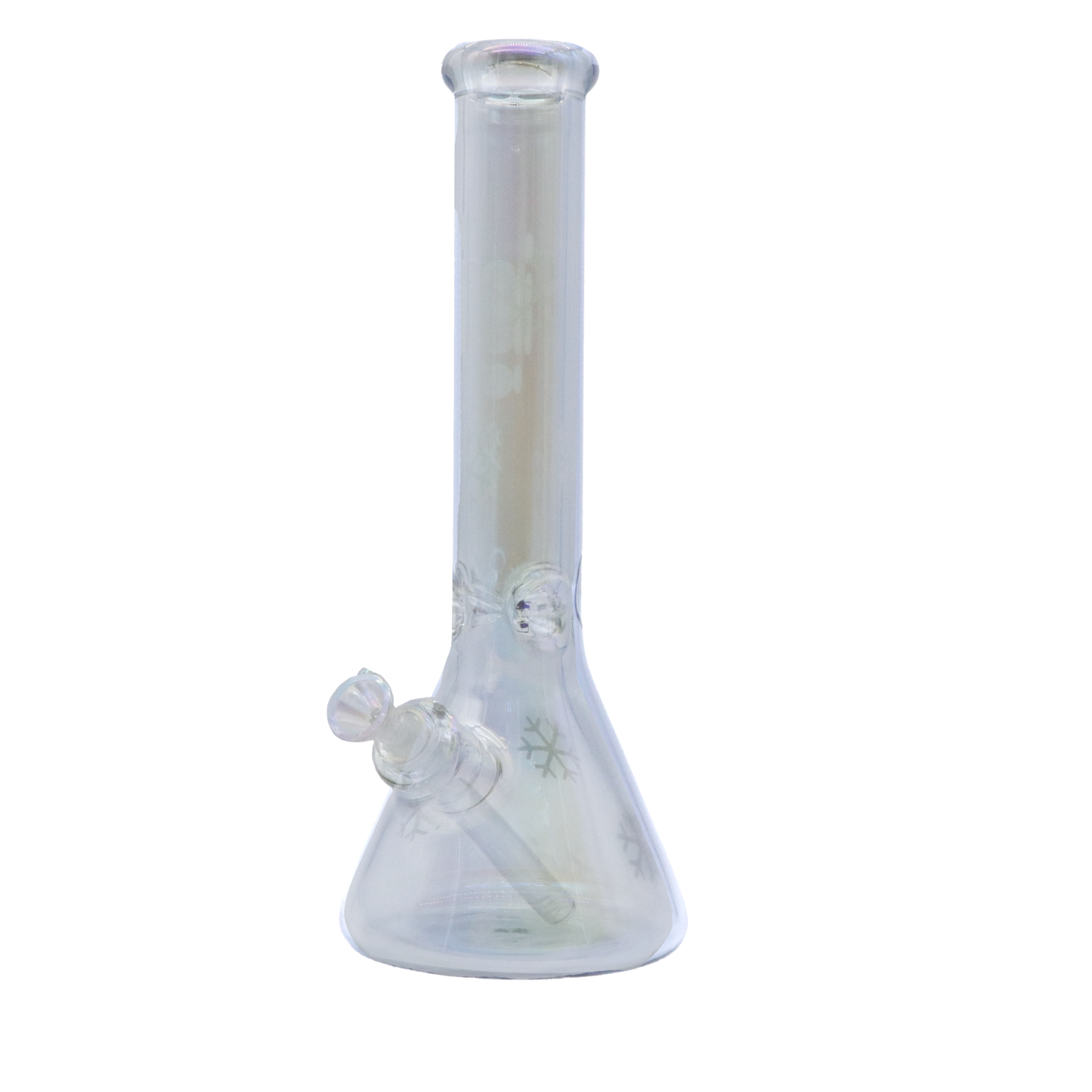 14" Infyniti Brand Water Pipe with Beaker Base Chrome Finish with Snowflake Design