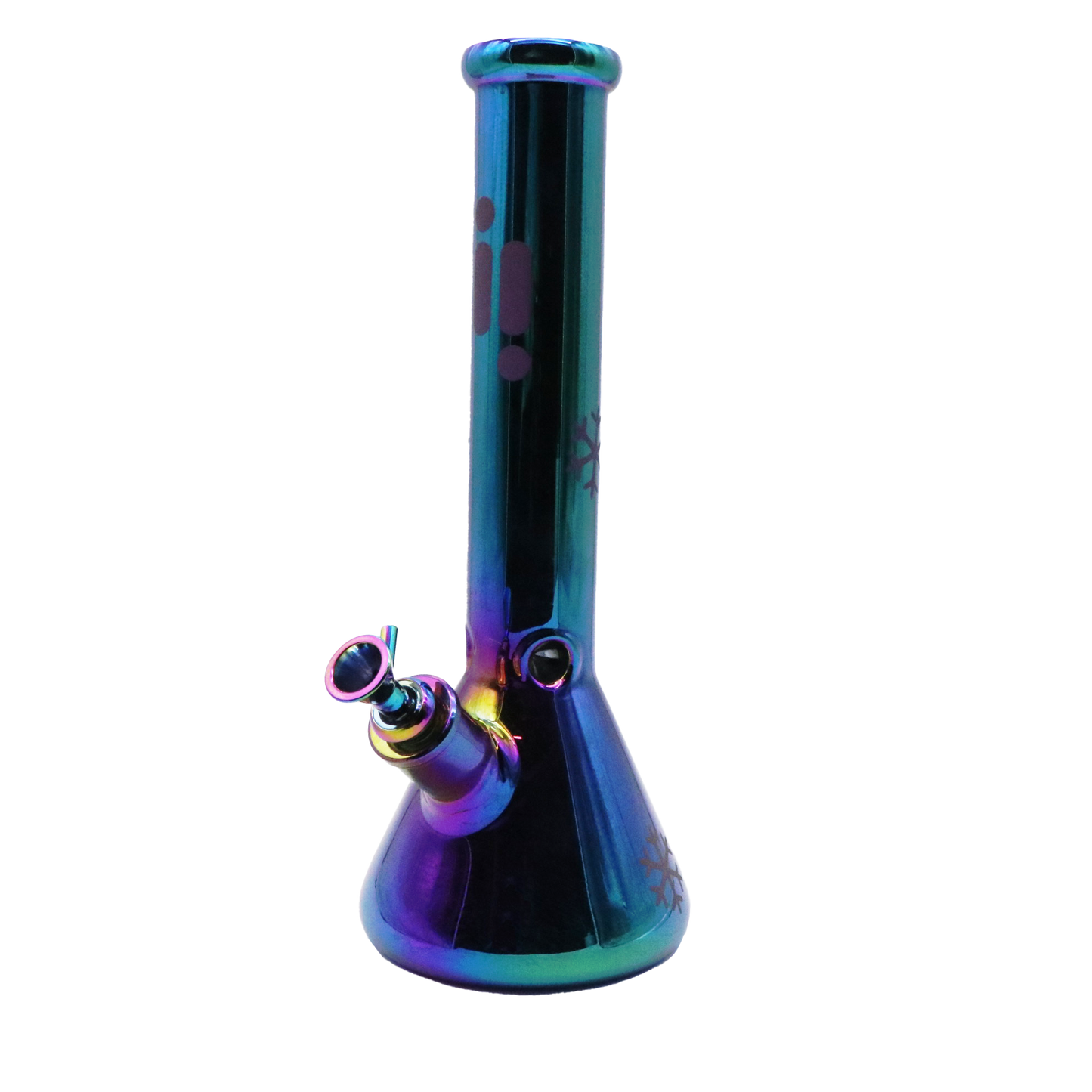 14" Infyniti Brand Water Pipe with Beaker Base Chrome Finish with Snowflake Design
