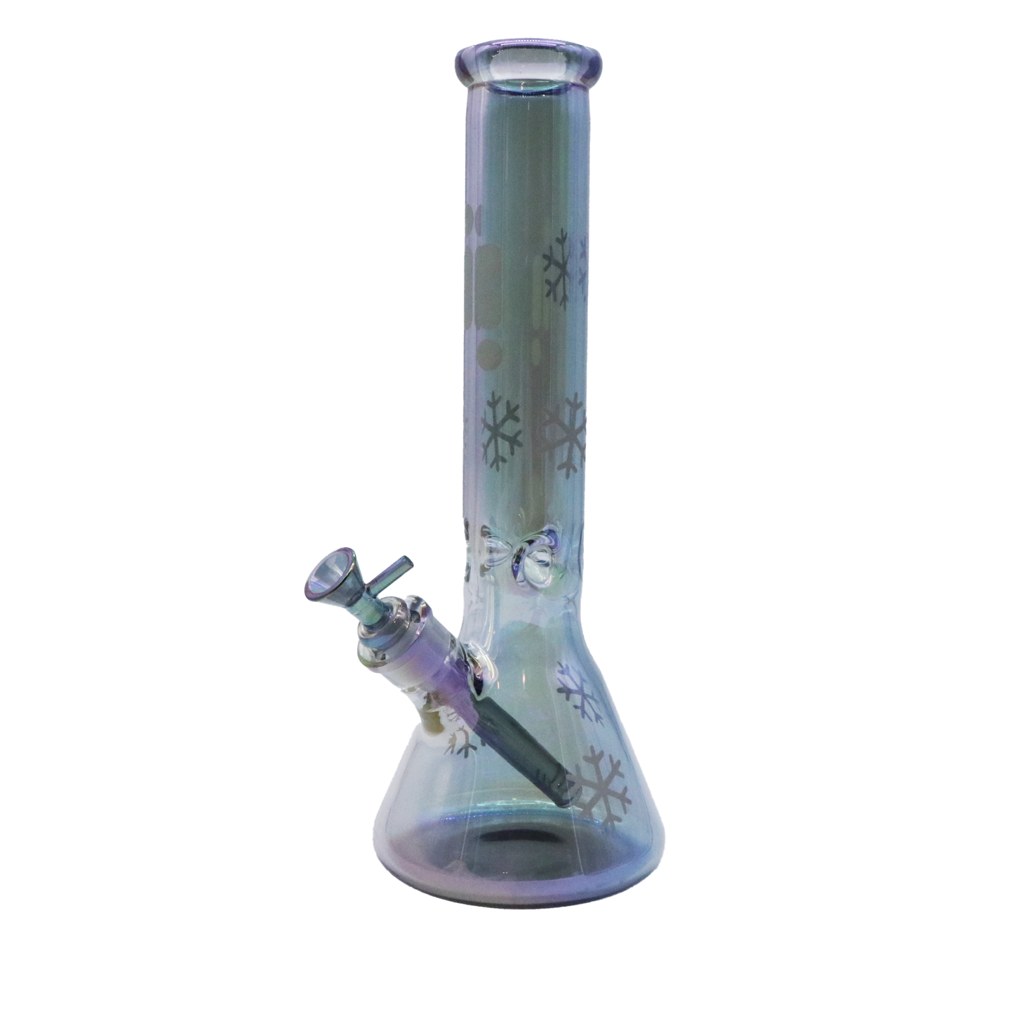 14" Infyniti Brand Water Pipe with Beaker Base Chrome Finish with Snowflake Design