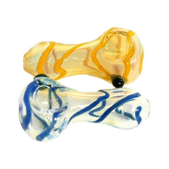 ***2.5" Clear Glass with Colorful Twist